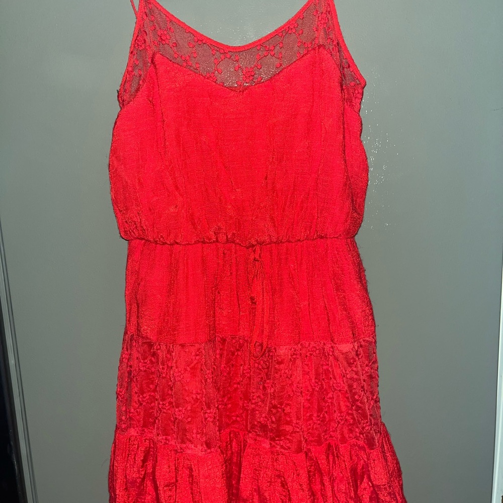 City Triangles Vibrant Red Lace Dress